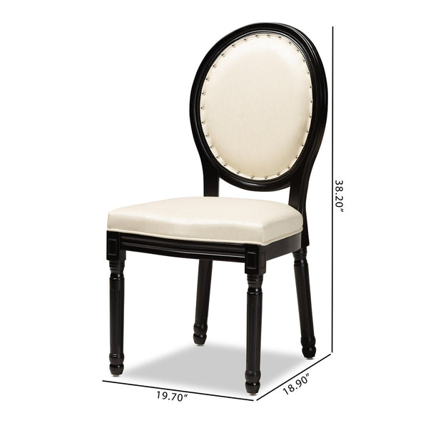 Baxton Studio Baxton Studio Louis Dining Chairs Set - Elegant French-Inspired Beige Faux Leather for Dining Rooms W-LOUIS-O-07-Black/Beige-Chair