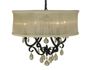 Framburg 4-light Elegant Handcrafted Chandelier With Organza Shades And Crystal Accents For Dining Spaces Mahogany Bronze With Sheer Cream Shade Metal 1234 Mb/Sc