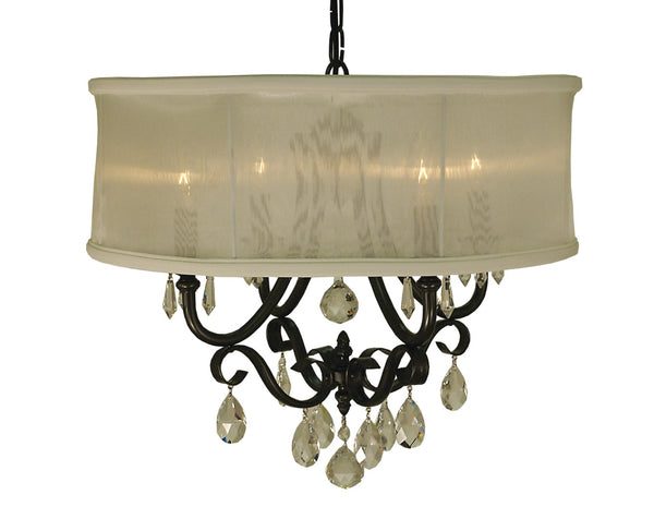 Framburg 4-light Elegant Handcrafted Chandelier With Organza Shades And Crystal Accents For Dining Spaces Mahogany Bronze With Sheer Cream Shade Metal 1234 Mb/Sc