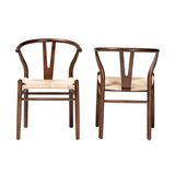 Baxton Studio Paxton Modern Dark Brown Finished Wood 2-Piece Dining Chair Set