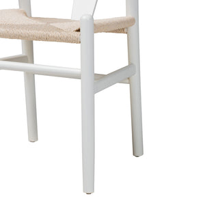 Baxton Studio Baxton Studio Paxton 2-Piece Modern Dining Chair Set with Woven Rope Seat & Ergonomic Design Y-A-W-White/Rope-Wishbone-Chair