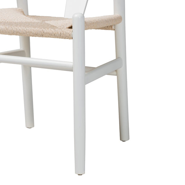 Baxton Studio Baxton Studio Paxton 2-Piece Modern Dining Chair Set with Woven Rope Seat & Ergonomic Design Y-A-W-White/Rope-Wishbone-Chair
