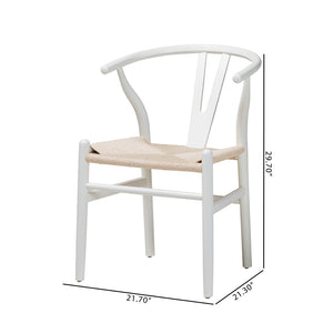 Baxton Studio Baxton Studio Paxton 2-Piece Modern Dining Chair Set with Woven Rope Seat & Ergonomic Design Y-A-W-White/Rope-Wishbone-Chair
