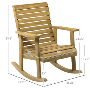 English Elm Outsunny Solid Fir Porch Rocker with Slatted Back and Arms for Patio or Sunroom W2225P174328