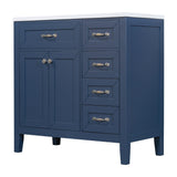 English Elm 36" Bathroom Vanity With Sink Combo, Blue Bathroom Cabinet With Drawers, Solid Frame and Mdf Board