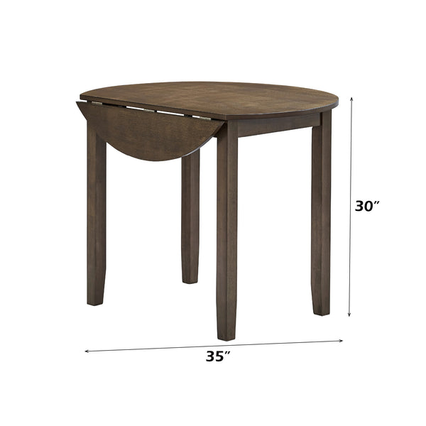 English Elm Damica Round Drop-Leaf Dining Table in Warm Wood Finish — Contemporary Solid Rubber Wood Design, Compact Foldable Surface Walnut 38.58 L x 23.82 W x 6.3 H B2726P320799