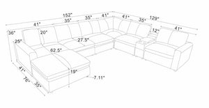 English Elm Leather Match Modular Sectional with Built-in Console for Open Concept Living Rooms Ginger B2748S00167