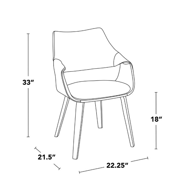 English Elm Chair Set of Two with White Faux Leather Seating and Warm Walnut Bentwood Legs B202S02070
