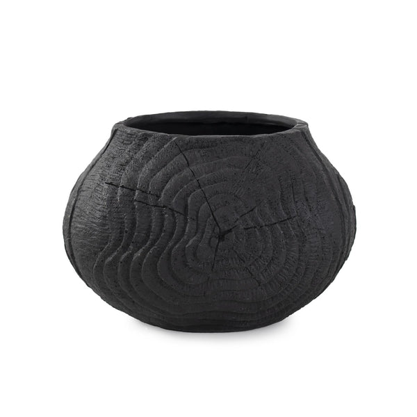 Howard Elliott Faux Bois Bowl - Exquisite Handmade Polyresin With Intricate Wood-like Patterns For Timeless Decor Black Polyresin 12363-howard-elliott