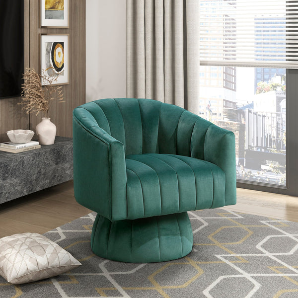 English Elm Dark Velvet Swivel Barrel Chair – Luxurious Green Velvet Accent, Channel Stitching, 360° Comfort & Support B011P329261