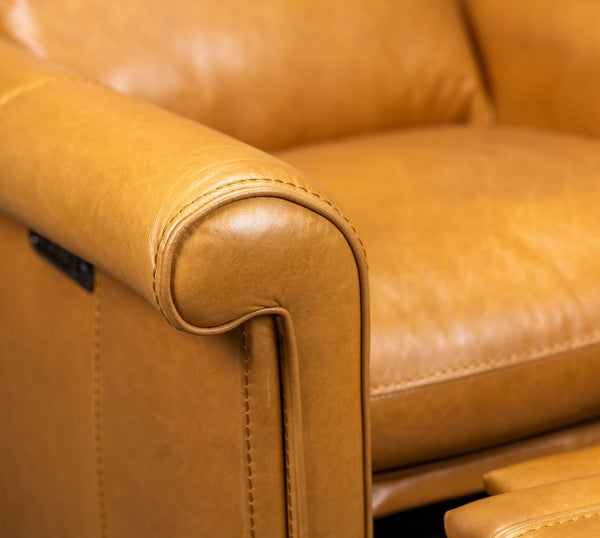 Olivia + Quinn Hurley Power Recliner - Luxurious Leather Comfort With Swivel Base For Ultimate Relaxation Experience Murray Camel Leather,Foam,Wood 1236_Atc2257