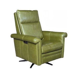Olivia + Quinn Hurley Power Recliner - Luxurious Leather Comfort With Swivel Base For Ultimate Relaxation Experience Pippa Peridot Leather,Foam,Wood 1236_Cnk6402