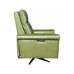Olivia + Quinn Hurley Power Recliner - Luxurious Leather Comfort With Swivel Base For Ultimate Relaxation Experience Pippa Peridot Leather,Foam,Wood 1236_Cnk6402