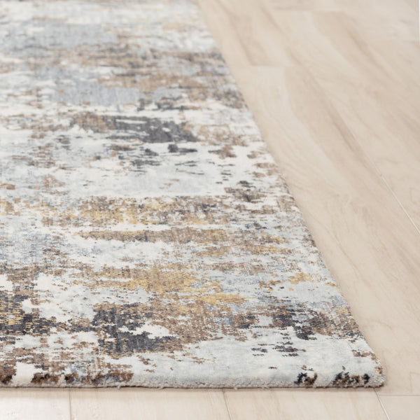 Alora Decor Jade Contemporary Abstract Area Rug In Soothing Blues And Golds, Recycled Polyester, Durable Stain-Resistant 10' x 13' 12312373209540113