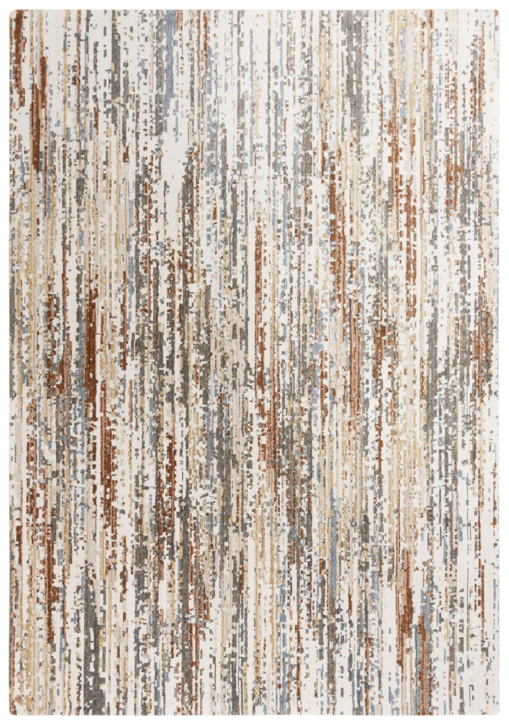 Alora Decor Jade Durable Jade Brown Runner Rug 2'6"X8' – Eco Recycled Polyester, Abstract Rust Ivory Steel Gray Pattern 12312373304542608