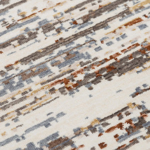 Alora Decor Jade Durable Jade Brown Runner Rug 2'6"X8' – Eco Recycled Polyester, Abstract Rust Ivory Steel Gray Pattern 12312373304542608