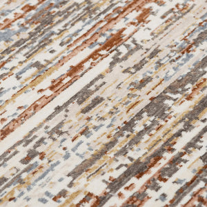 Alora Decor Jade Eco-Friendly Abstract Rug In Rust, Ivory & Steel Gray — Low-Profile Recycled Polyester, Durable Stylish Centerpiece 8' x 10' 12312373304540810
