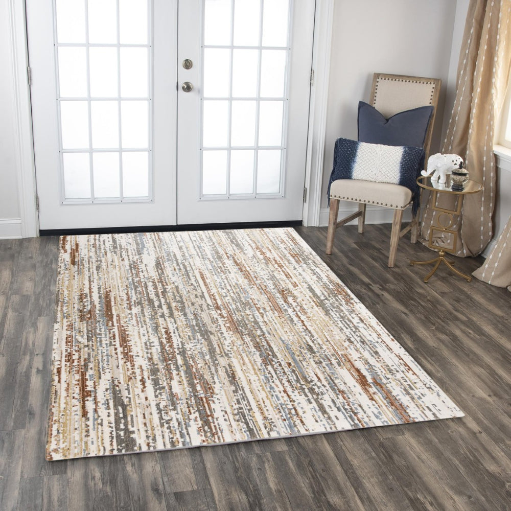 Alora Decor Jade Durable Jade Brown Runner Rug 2'6"X8' – Eco Recycled Polyester, Abstract Rust Ivory Steel Gray Pattern 12312373304542608