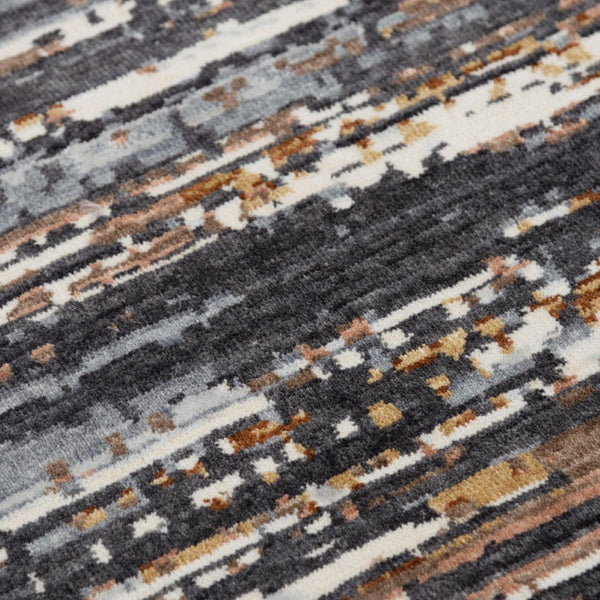 Alora Decor Jade Abstract Black Runner Rug 2'6"X8' — 100% Recycled Polyester Hybrid, Low-Pile Durable Style 12312373416542608