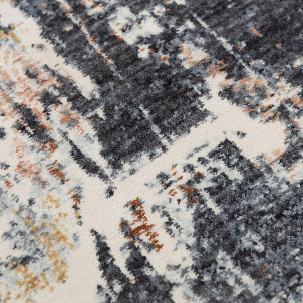 Alora Decor Jade Contemporary Blue Runner Rug 2'6" X 8' – Recycled Polyester, Hybrid Plush, Abstract Navy Gray Ivory Design 12312374000092608