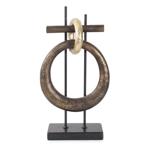Howard Elliott Boquin Circle Sculpture - Contemporary Elegance With Hand-applied Bronze & Gold Accents For Décor Brown Polyresin 12375-howard-elliott
