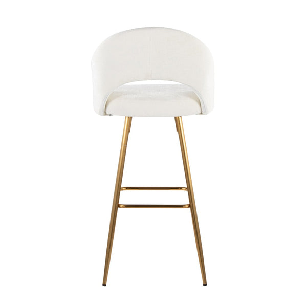 English Elm Fixed-height Metal Frame Barstools with Upholstered Seats and Geometric Footrest Set of 2 Cream,Gold B202S01934