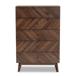 Baxton Studio Baxton Studio Hartman Mid-Century Modern Storage Chest in Walnut Brown for Stylish Bedrooms 5-Drawer LV23COD23231WI-Columbia-5DW-Chest