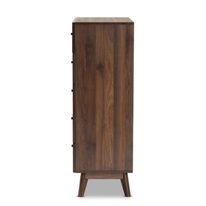 Baxton Studio Baxton Studio Hartman Mid-Century Modern Storage Chest in Walnut Brown for Stylish Bedrooms 5-Drawer LV23COD23231WI-Columbia-5DW-Chest