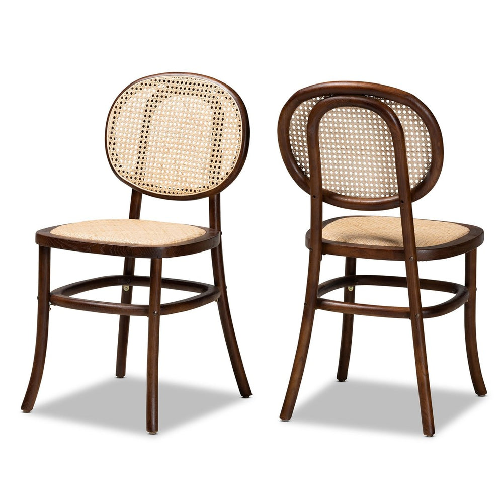 Baxton Studio Baxton Studio Garold Mid-Century Cane Dining Chairs Set - Stylish Brown Rattan & Beech Wood Design C19-Walnut-Beechwood/Rattan-DC