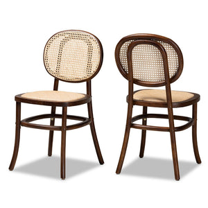 Baxton Studio Baxton Studio Garold Mid-Century Cane Dining Chairs Set - Stylish Brown Rattan & Beech Wood Design C19-Walnut-Beechwood/Rattan-DC