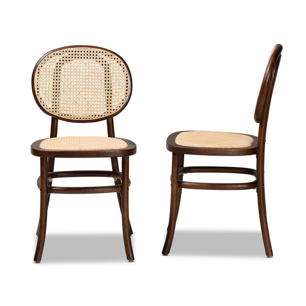 Baxton Studio Baxton Studio Garold Mid-Century Cane Dining Chairs Set - Stylish Brown Rattan & Beech Wood Design C19-Walnut-Beechwood/Rattan-DC