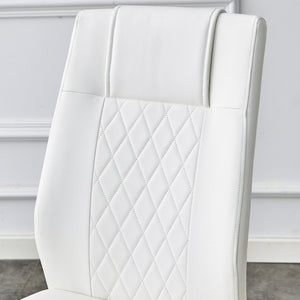 English Elm Table Modern Minimalist Round Glass Dining Set With White Pu Chairs & Gold Metal Legs For Style W1151S01715-GIGA