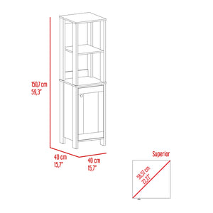 English Elm Arctic Linen storage cabinet 4-shelf single-door tall bathroom organizer in sleek light gray finish Multicolor 33 L x 22 W x 7 H B128P148858