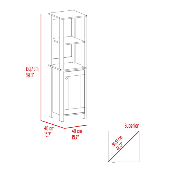 English Elm Arctic Linen storage cabinet 4-shelf single-door tall bathroom organizer in sleek light gray finish Multicolor 33 L x 22 W x 7 H B128P148858