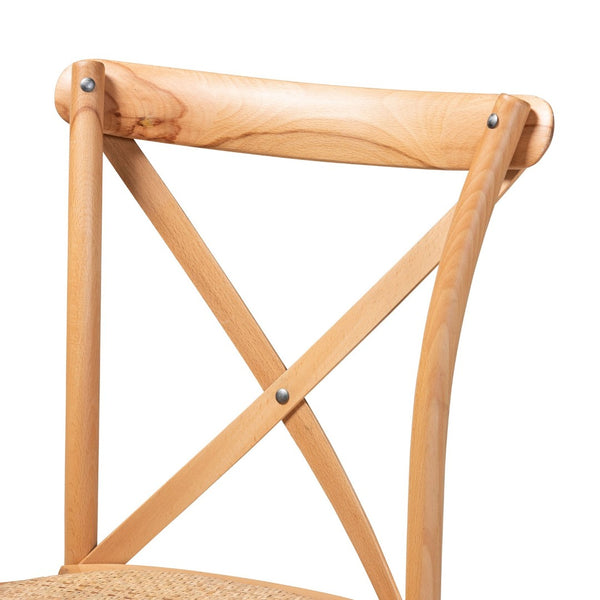 Baxton Studio Baxton Studio Tartan Modern Rattan & Wood Dining Chair Set - Stylish, Stackable & Fully Assembled! FC02-Natural Wood-Beechwood/Rattan-DC