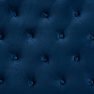 Baxton Studio Baxton Clovis Navy Velvet Queen Size Headboard - Luxurious Upholstered Design with Button Tufting Clovis-Navy Blue Velvet-HB-Queen