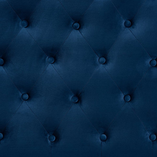 Baxton Studio Baxton Clovis Navy Velvet Queen Size Headboard - Luxurious Upholstered Design with Button Tufting Clovis-Navy Blue Velvet-HB-Queen