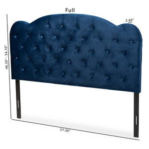 Baxton Studio Baxton Clovis Navy Velvet Queen Size Headboard - Luxurious Upholstered Design with Button Tufting Clovis-Navy Blue Velvet-HB-Queen