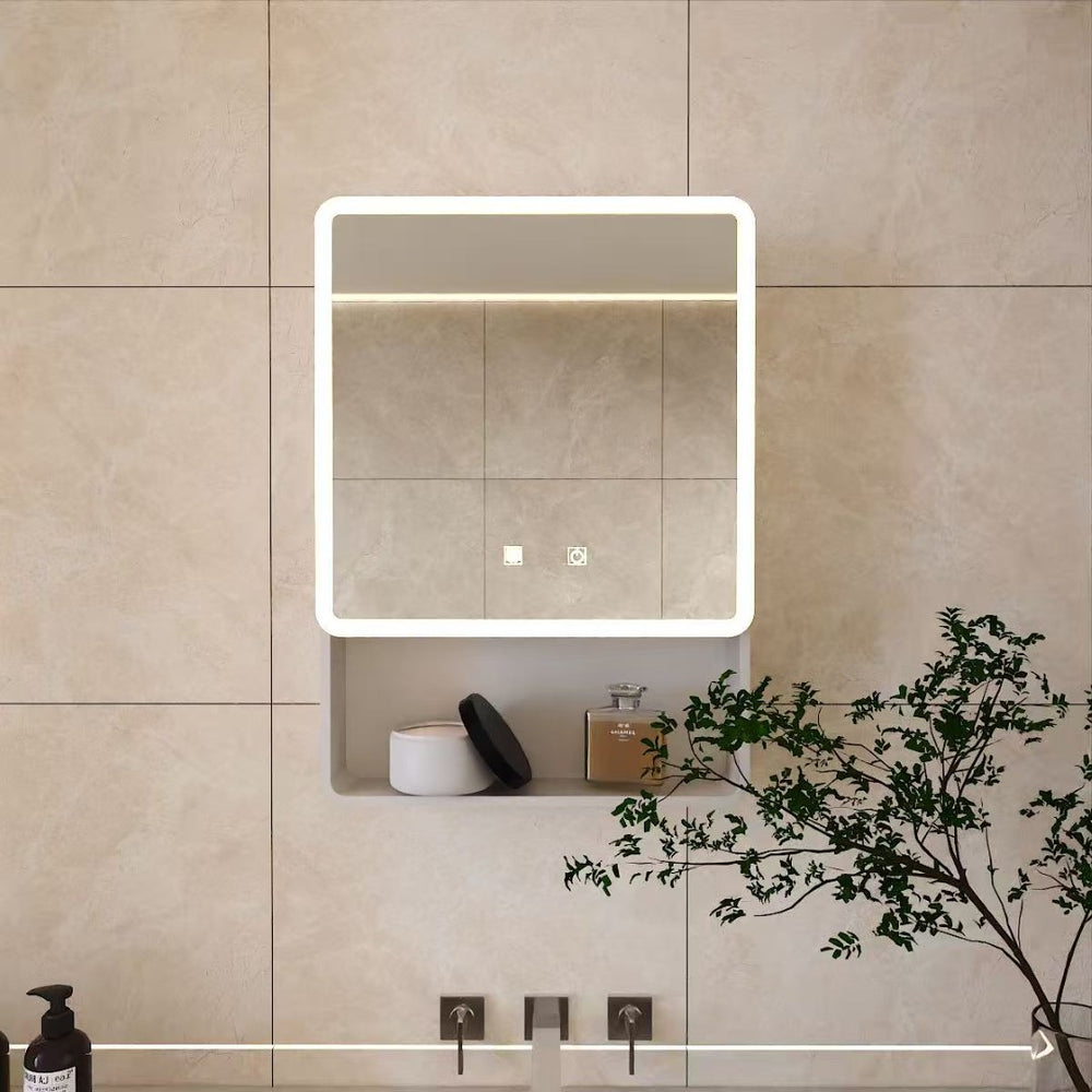 English Elm Led Medicine Cabinet with Anti-fog Mirror Warm Lighting Aluminum Wall Mount Bathroom W3083P451436