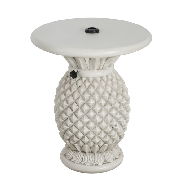 English Elm Adela Outdoor Mgo Umbrella Base Side Table with Marble Finish Weatherproof Patio N775P385406W