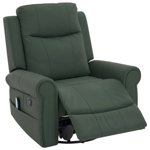 English Elm Manual Swivel Rocker Recliner Pu Leather Chair with Massage Heating and Pocket Spring Support Green N763P363558F