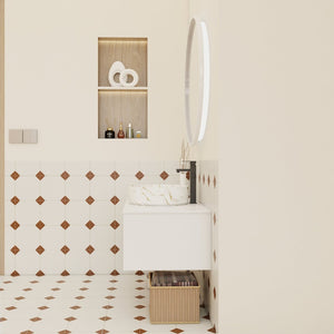 English Elm 36" Floating Bathroom Vanity Light Oak Modular Cabinet with Gel Coat Integrated Sink Gold+White,White + Light Oak W3450S00063