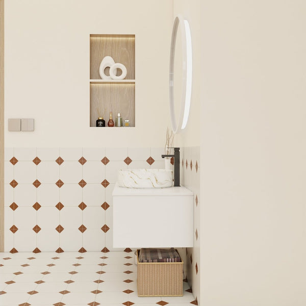 English Elm 36" Floating Bathroom Vanity Light Oak Modular Cabinet with Gel Coat Integrated Sink Gold+White,White + Light Oak W3450S00063