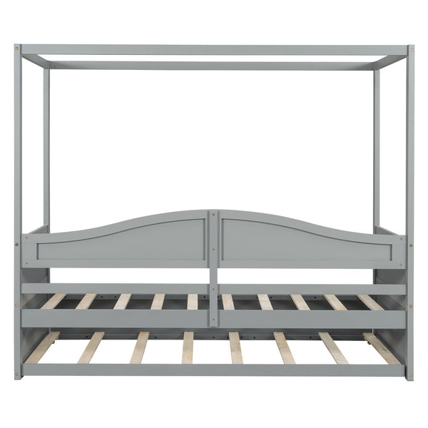English Elm Twin Canopy Daybed with Pull Out Trundle Pinewood Frame for Kids or Guest Rooms N708P373423E