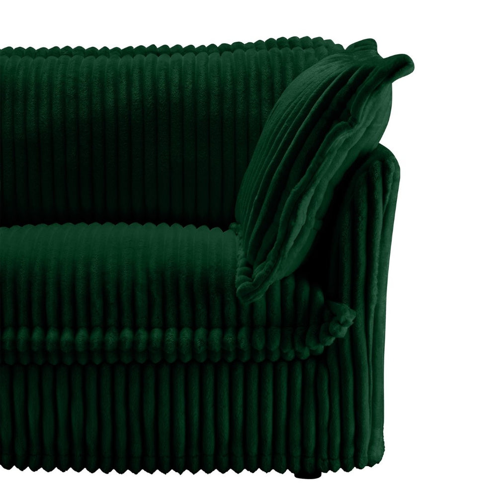 English Elm Upholstered Slipcovered Armchair Set With Wide Ottoman, Deep Cushions In Green Corduroy Fabric W3041S00077-GIGA