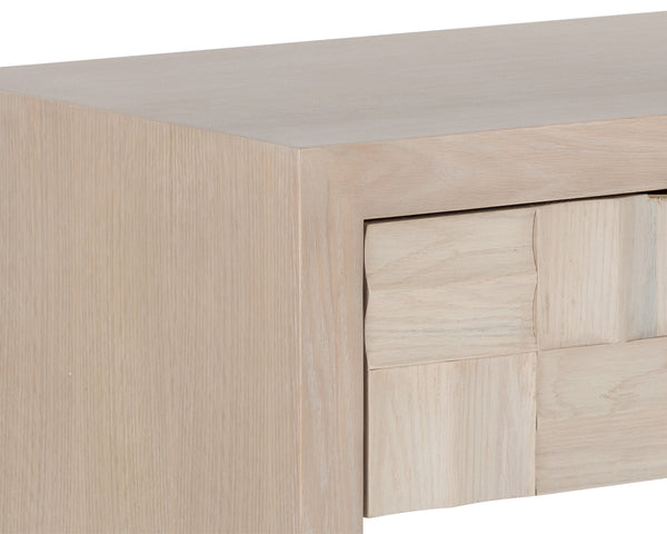 Sunpan Akava Nightstand - Contemporary Light Oak Wood Design with Gold Accents for Modern Bedrooms