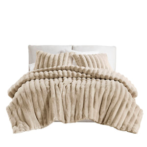 English Elm Ultrasoft Ribbed Faux Fur Comforter Set Full/Queen – Plush Velvet Reverse, Hypoallergenic Fill, Cozy Luxury taupe 19.7 L x 13.79 W x 13.79 H B035P294133