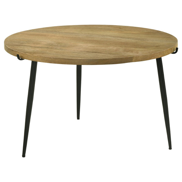 English Elm Mickelson Solid Mango Wood Round Coffee Table with Splayed Iron Legs for Living Rooms B062P451678