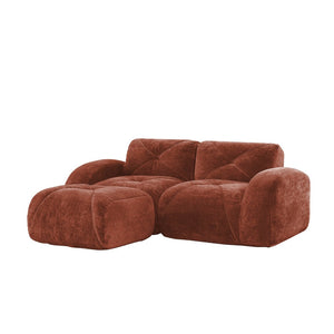 English Elm L-shaped Velvet Sectional Sofa Tufted Modular Design with High Density Foam Boneless Build Red+Brown W714S01594
