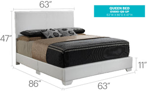 English Elm Elegant Velvet Full Bed Frame with Sturdy Support, Transitional Design, Easy Assembly, Modern Appeal White 4 L x 33 W x 65 H B078108090